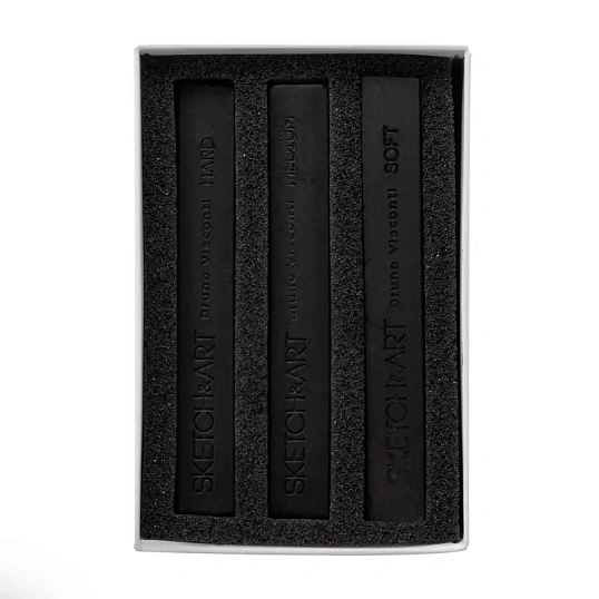 Уголь для рисования пресс SKETCH&ART черн мягк,средн,твердый 3шт/наб 25-001