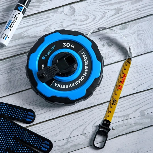 Рулетка геодезическая TOPFORT Master 30 м х 15 мм в прорезин корп (2019130)