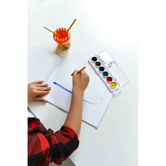 Краски акварельные Комус Класс Максики 6цв/наб,медов,квадр.кюветы,пл.пенал