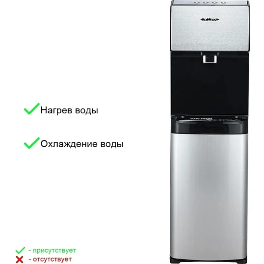 Кулер для воды HotFrost V450ASM, 650Вт, бак холод. 3.6л,горяч. 1л, (серебр)
