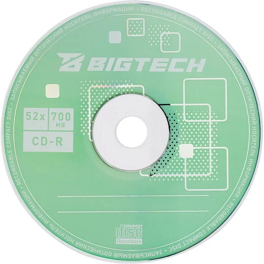 Носители информации Bigtech YCDRB003 CD-R 700 МБ/52х/25шт/уп cake box