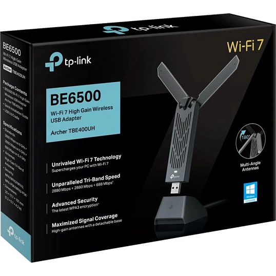 Сетевой адаптер Wi-Fi TP-Link Archer TBE400UH BE6500 USB-адаптер Wi-Fi 7