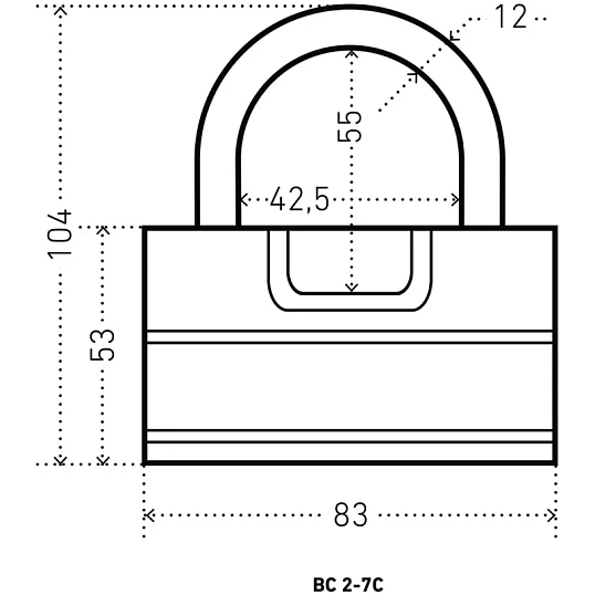 Замок навесной УЗК Аллюр ВС2-7С (83xd=12) чугун антич/серебро (3кл)