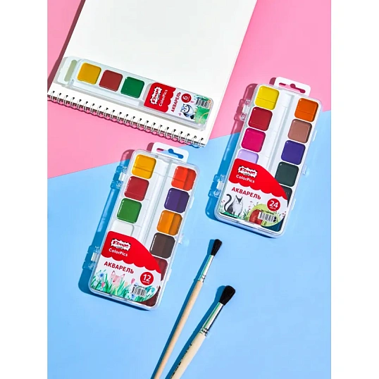 Краски акварельные №1School ColorPics  набор 6цв б/кист пласт