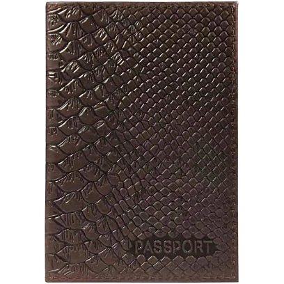Обложка для паспорта Питон нат.кожа блинт.тисн. коричневый 1,2-059-220-0