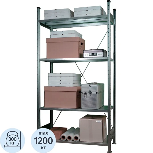 Стеллаж металлический Klesto НE204-412 4 полки 1330х400х2000