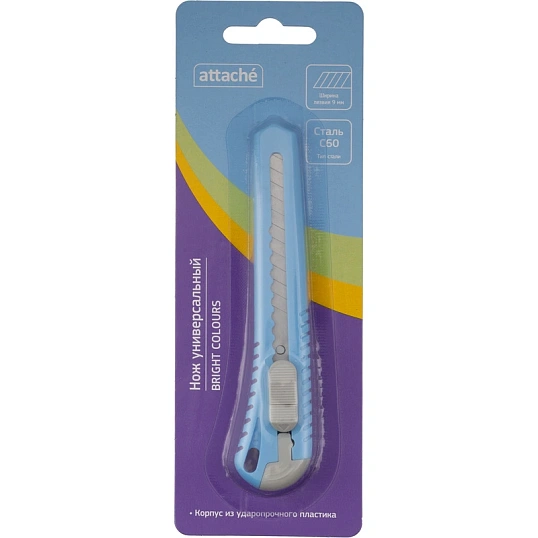 Нож универсальный Attache 9 мм пластиковый син