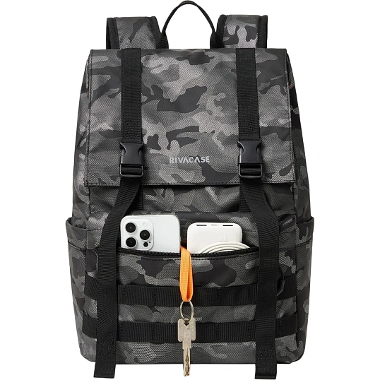 Рюкзак для ноутбука RIVACASE 7621 grey camo Sherwood-ECO Rolltop 15л, 15.6