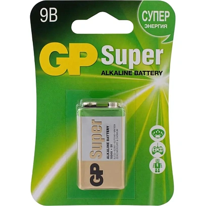 Батарейка GP Super 6LR61/1604A 1604A-5CR1/1604AA21-5CRSBC1 10 шт/уп, 1шт/бл