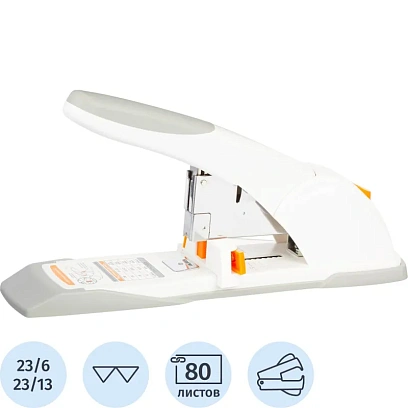 Степлер мощный Deli N23/6-23/13, до 80 листов, в картонной уп., ассорти