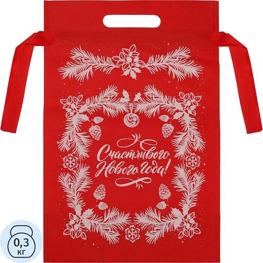 Мешочек для подарков Еловое настроение, 36x24x12см, красный,  НУ-6246