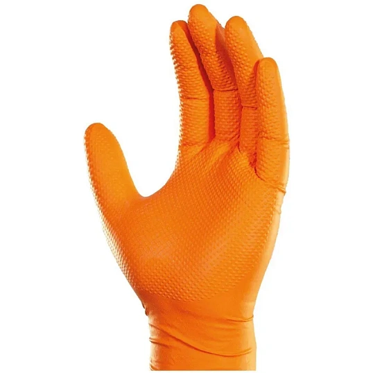 Перчатки одноразовые нитрил Steel Grip цв.оранжевый (50 пар/уп)р.М,ПС