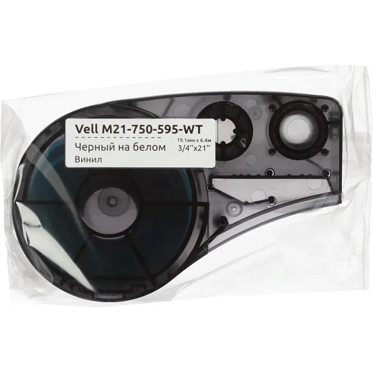 Картридж Vell M21-750-595-WT (19.05 мм / 6.4 м,винил,чер на бел,VL142797)