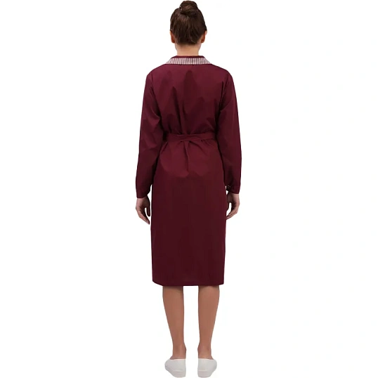 Халат для горничных и уборщиц у01-ХЛ дл.рукав бордо(р.52-54) 158-164