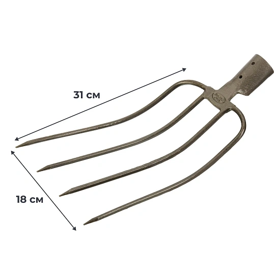 Вилы навозные Rusсад 4-рогие 18x31 см без черенка