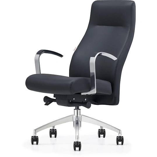 Кресло ЮФК Комус Мебель Easy Chair 501, экокожа, черный, алюминий