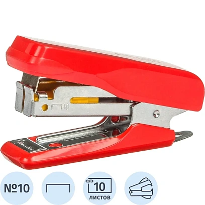 Степлер -мини Комус PSR1010 (№10) до 10 лист., пластик, красный