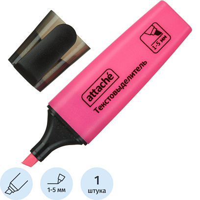 Маркер текстовыделитель Attache Colored 1-5мм розовый