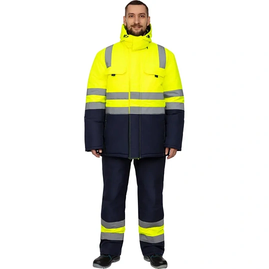 Куртка зимняя мужская зс04-КУ 48-50/182-188 флуоресц.жёлтый/син