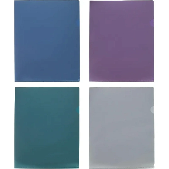 Папка уголок Attache Metallics А4 200мкм 4шт/уп (срн/зел/сер/син)