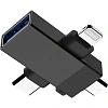 Адаптер PERO AD14 OTG LIGHTNING+USB-C+MICRO-USB TO USB 3.0, черный