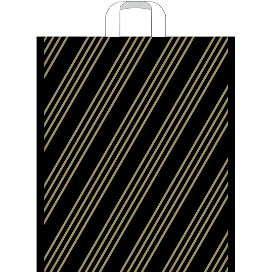 Пакет с петлевой ручкой 38х45+3 (35) Золотая полоса 50 шт/уп