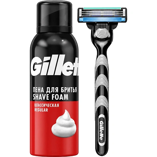 Подарочный набор бритва 1смен кас+GILLETTE Пена д/бритья Regular200мл