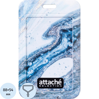 Бейдж с тесьмой Attache Selection 110x68мм вертикальный Fluid