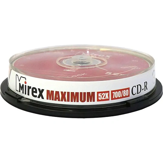 Носители информации CD-R, 52x, Mirex Maximum, Cake/10, UL120052A8L