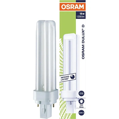 Лампа люминесцентная КЛЛ OSRAM CFL DULUX D 18W/840 G24D-2 (122958)