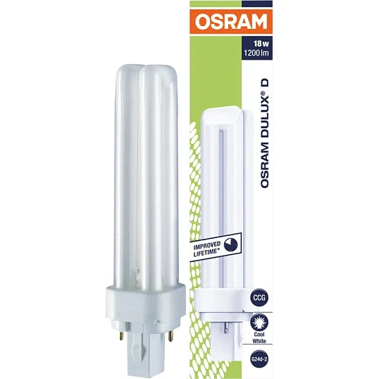 Лампа люминесцентная КЛЛ OSRAM CFL DULUX D 18W/840 G24D-2 (122958)