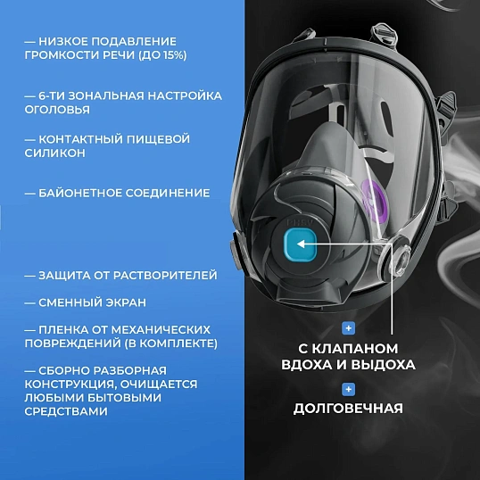 Маска полнолицевая панорамная PHSV 9300, р.М