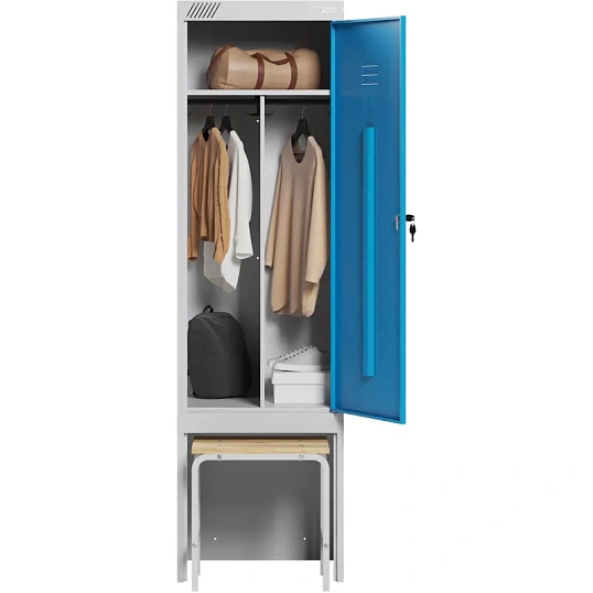 Шкаф для одежды металлический MZ_ШРЭК-21-530 ВСК 530х500х1850 синий