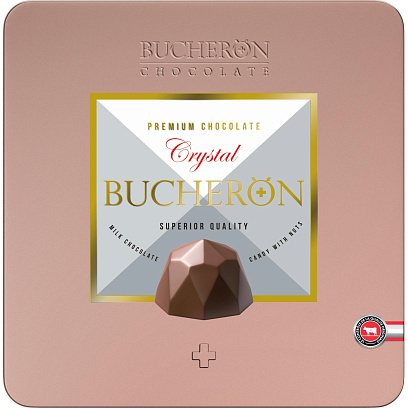 Конфеты BUCHERON CRYSTAL из молоч шоколада с шоколадно-ореховым вкус, 185г