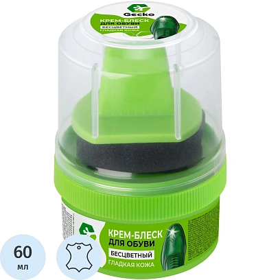 Крем для обуви блеск бесцветный серии Gecko 60мл