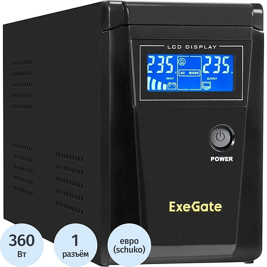ИБП ExeGate SineTower SZ-600.LCD.AVR.1SH (EX295986RUS)