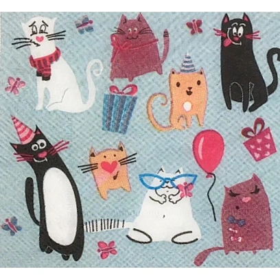 Салфетки бумажные Кошки 33х33см 12шт/уп 6076764