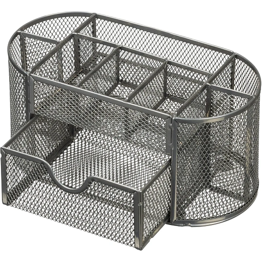 Подставка-органайзер д/канц.мелочей Комус 9от мет сетка 220х110х105мм сереб