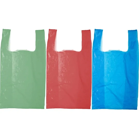 Пакет-майка ПНД 30+18х55 15мкм 100шт./уп. цветной