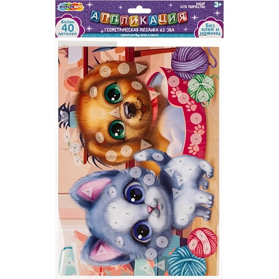 Аппликация 21х30 см котик и песик МУЛЬТИ АРТ EVAGEO-112386