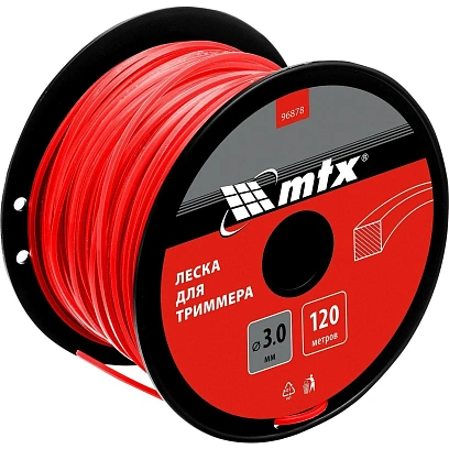Леска для триммера MTX квадрат 3,0 мм х 120 м, на катушке (96878)