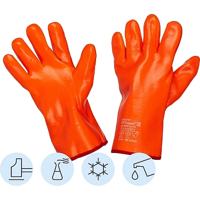 Перчатки защитные нефтеморозостойкие ПВХ утепленные р-р 10 манжет раструб