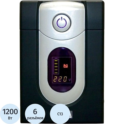 ИБП Powercom Back-UPS IMPERIAL IMD-2000AP, лин-инт.,2000ВА/1200Вт,6xC13,LCD