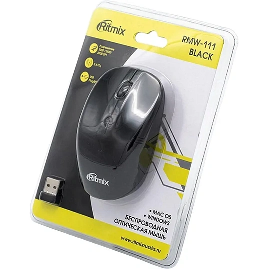 Мышь компьютерная RITMIX RMW-111 Black 1000/1600/2000dpi (15118174)