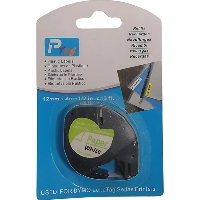 Картридж бумажн Vell VL-D-91200(12мм,чер на бел)д/LetraTagLT-100H,vell91200