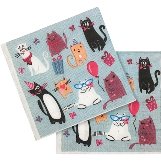 Салфетки бумажные Кошки 33х33см 12шт/уп 6076764