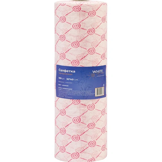 Салфетка спанлейс в рулоне 30х40, розовый, пл.50, 100шт/рул, 10290(0902)