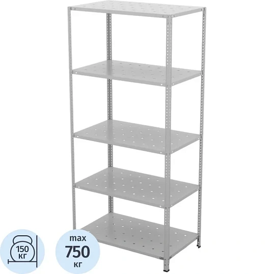 Стеллаж металлический ГТС_ТС Лайт, 2200x1000x500, Полки: 5 шт. метал. перф
