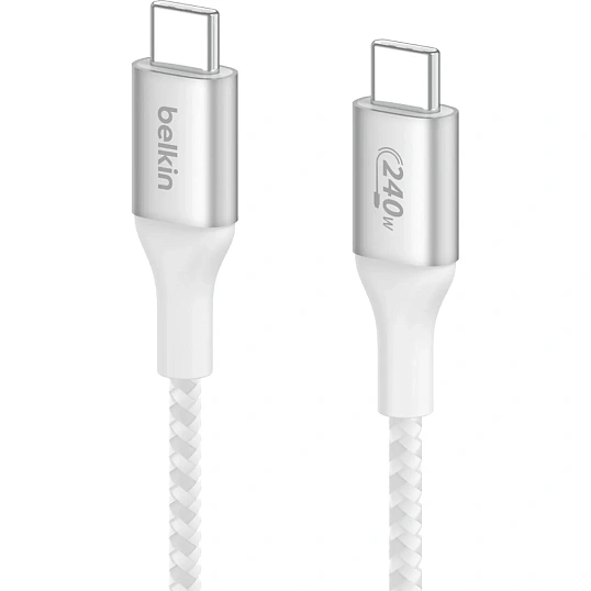 Кабель Belkin (CAB015bt2MWH)BoostCh.240W USB-C to USB-C Braided 2м белый