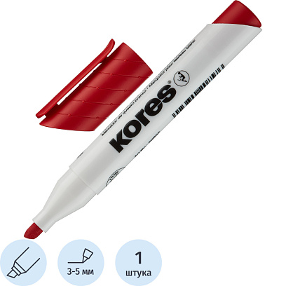 Маркер для белых досок KORES красный 3-5 мм скошенный наконечник 20857